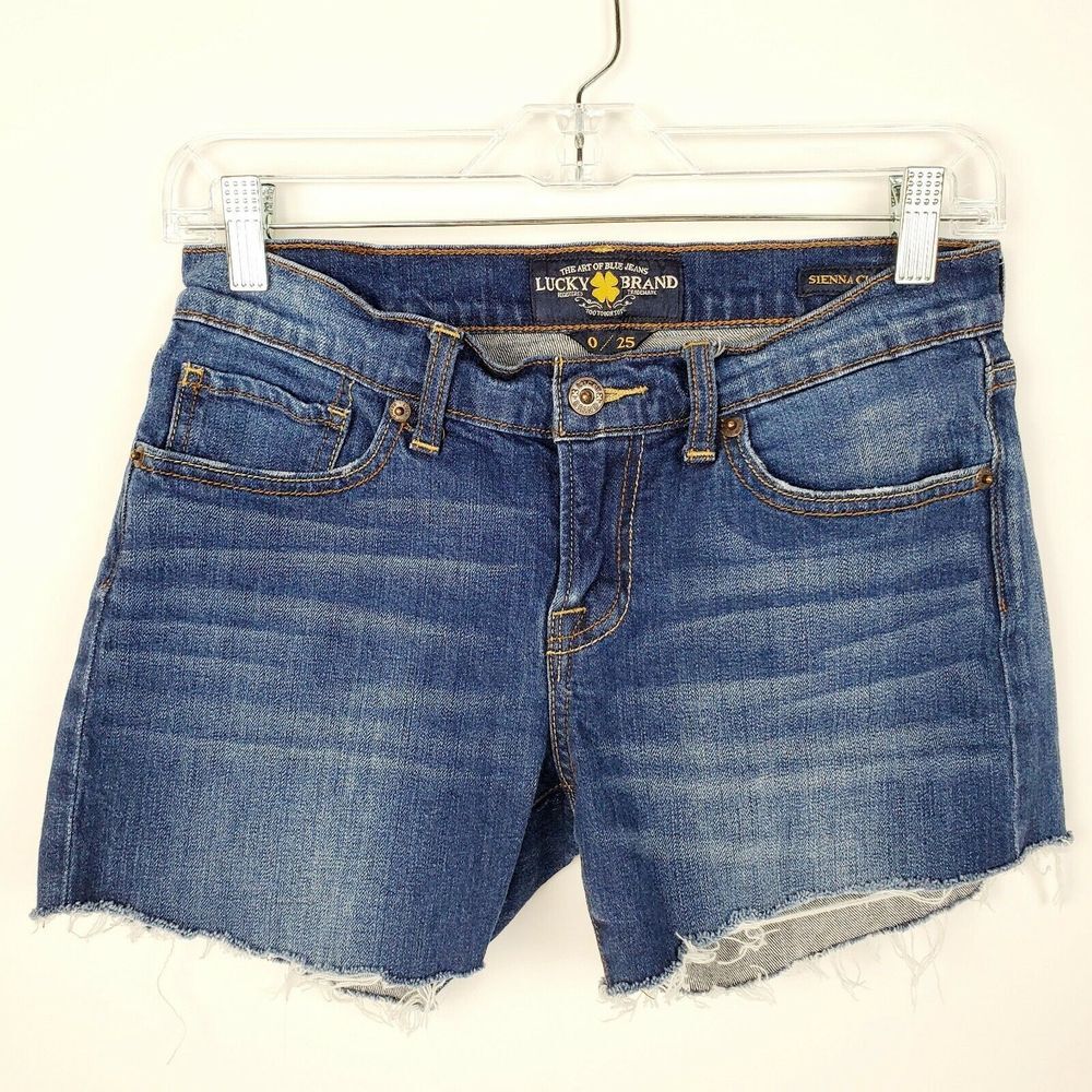 Lucky Brand Sienna Cigarette Cutoff Shorts Denim Size 0 Waist 25"